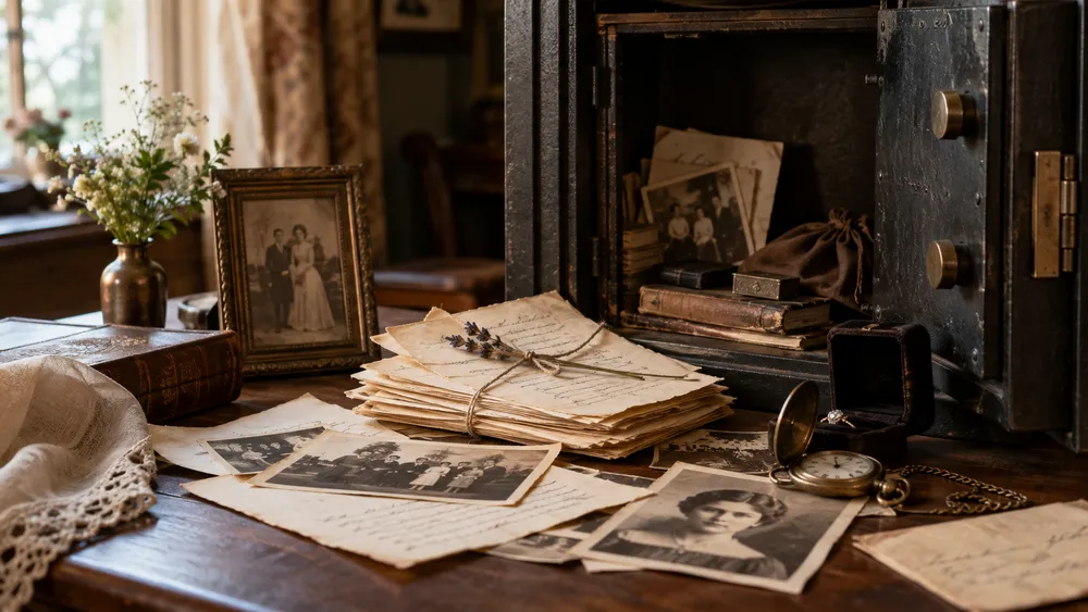 Old documents, photographs and personal belongings revealed after an old safe is opened